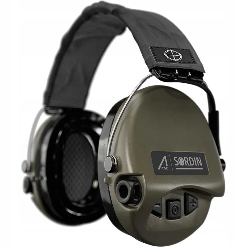 Słuchawki aktywne Ace Sordin-szara opaska-zielone miseczki-żelowe wkładki