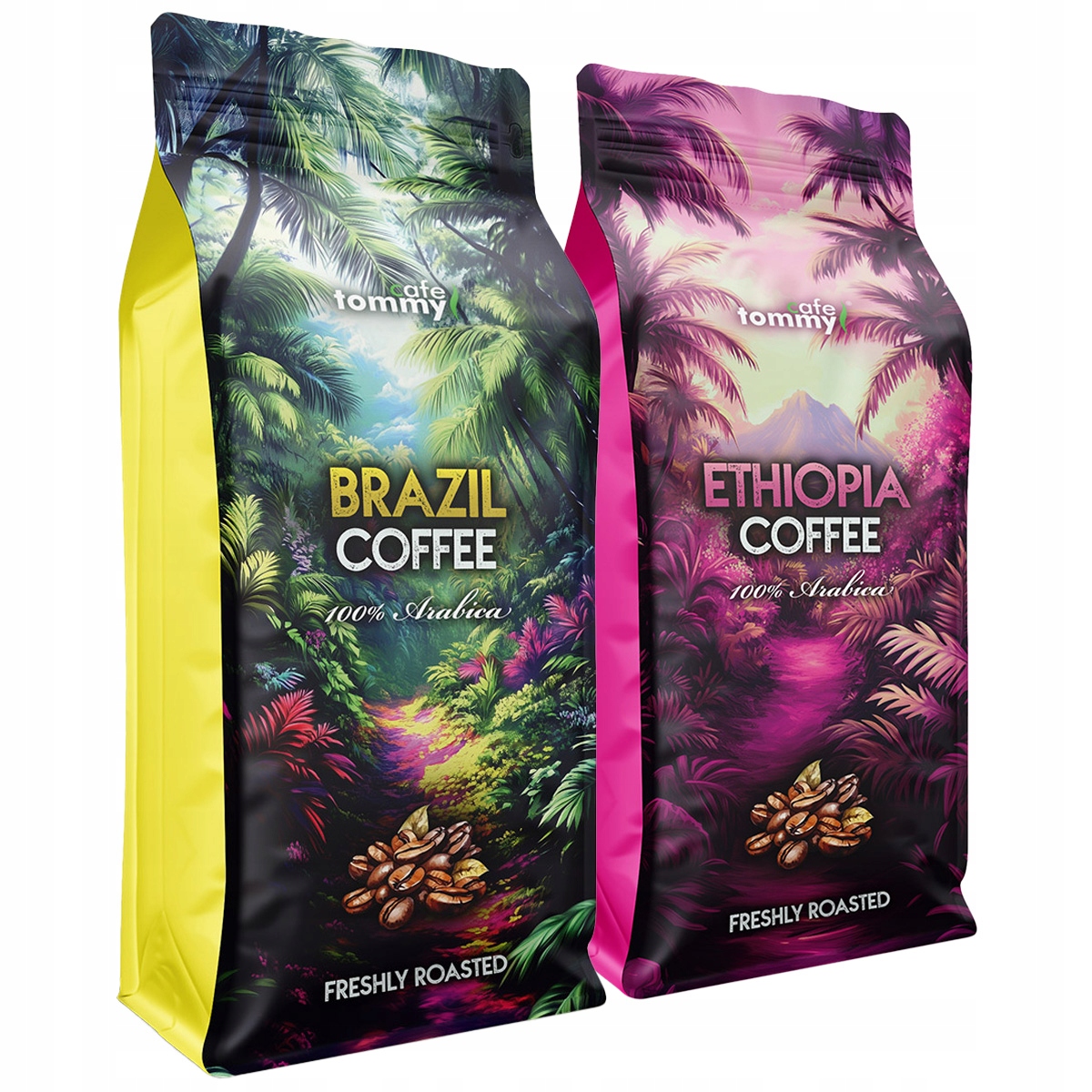 Levně Káva zrnková Brazílie a Etiopie 2x1kg 100% Arabica Čerstvě pražená