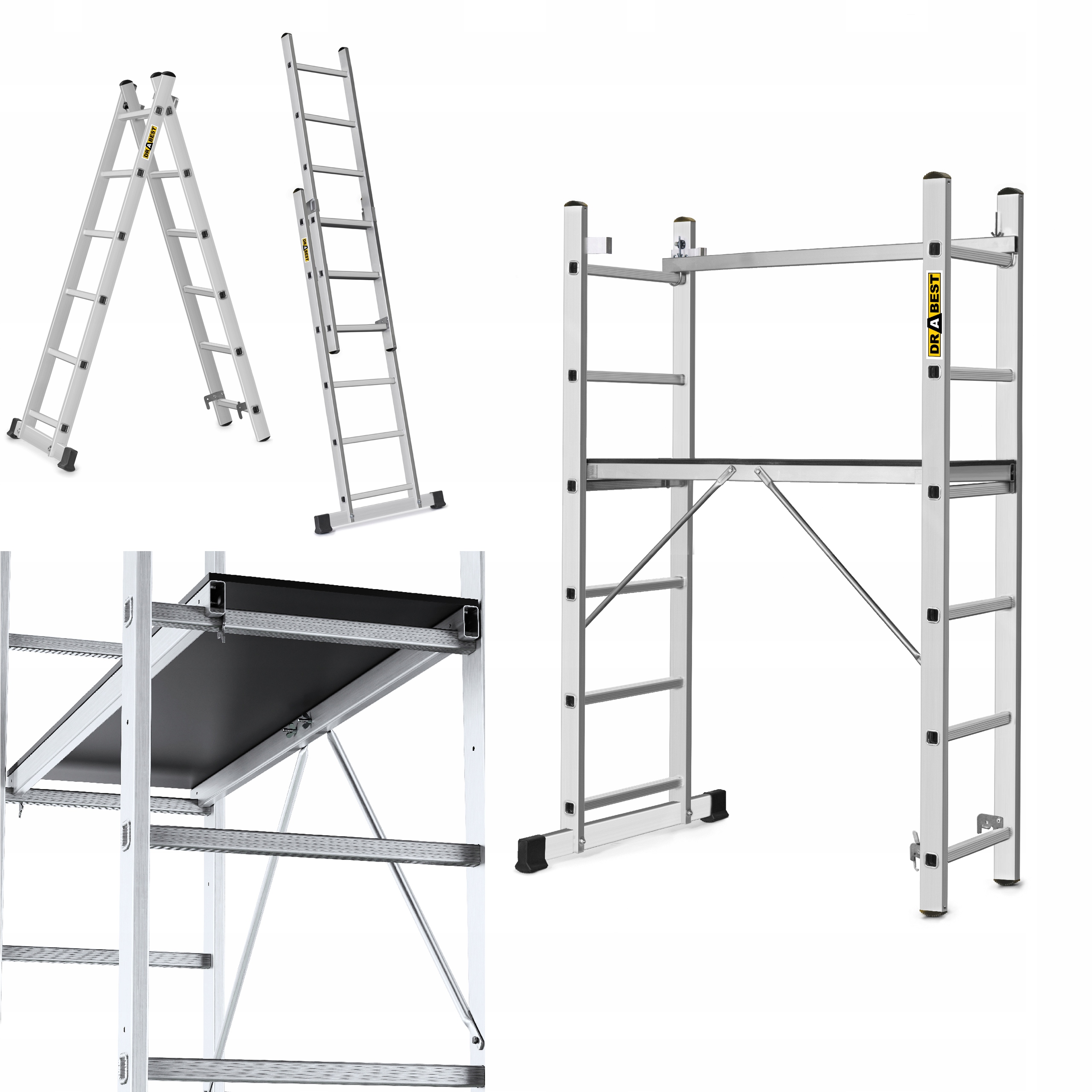 Hliníkové rebríkové lešenie, pracovná plošina 2x6 Drabest Home 150 kg