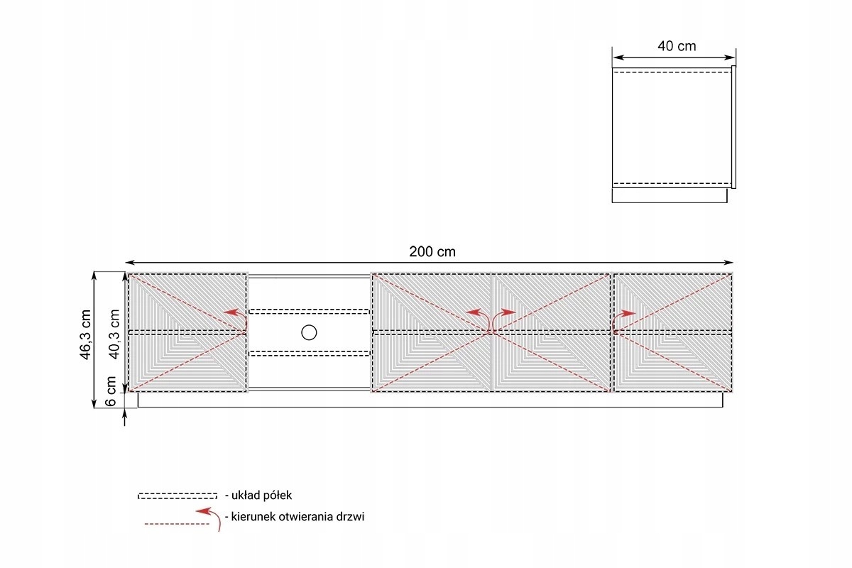 SZAFKA RTV 200cm BIAŁA MAT Stolik KOMODA TV DO salonu W STYLU SKANDYNAWSKIM Typ stojąca