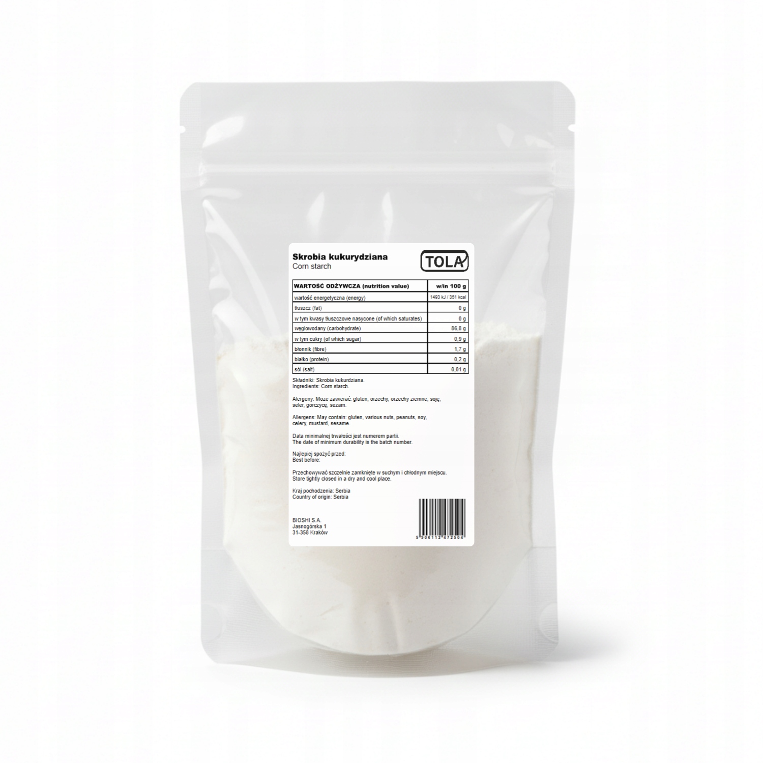 Levně Kukuřičný škrob 25 kg – vysoká kvalita Tola