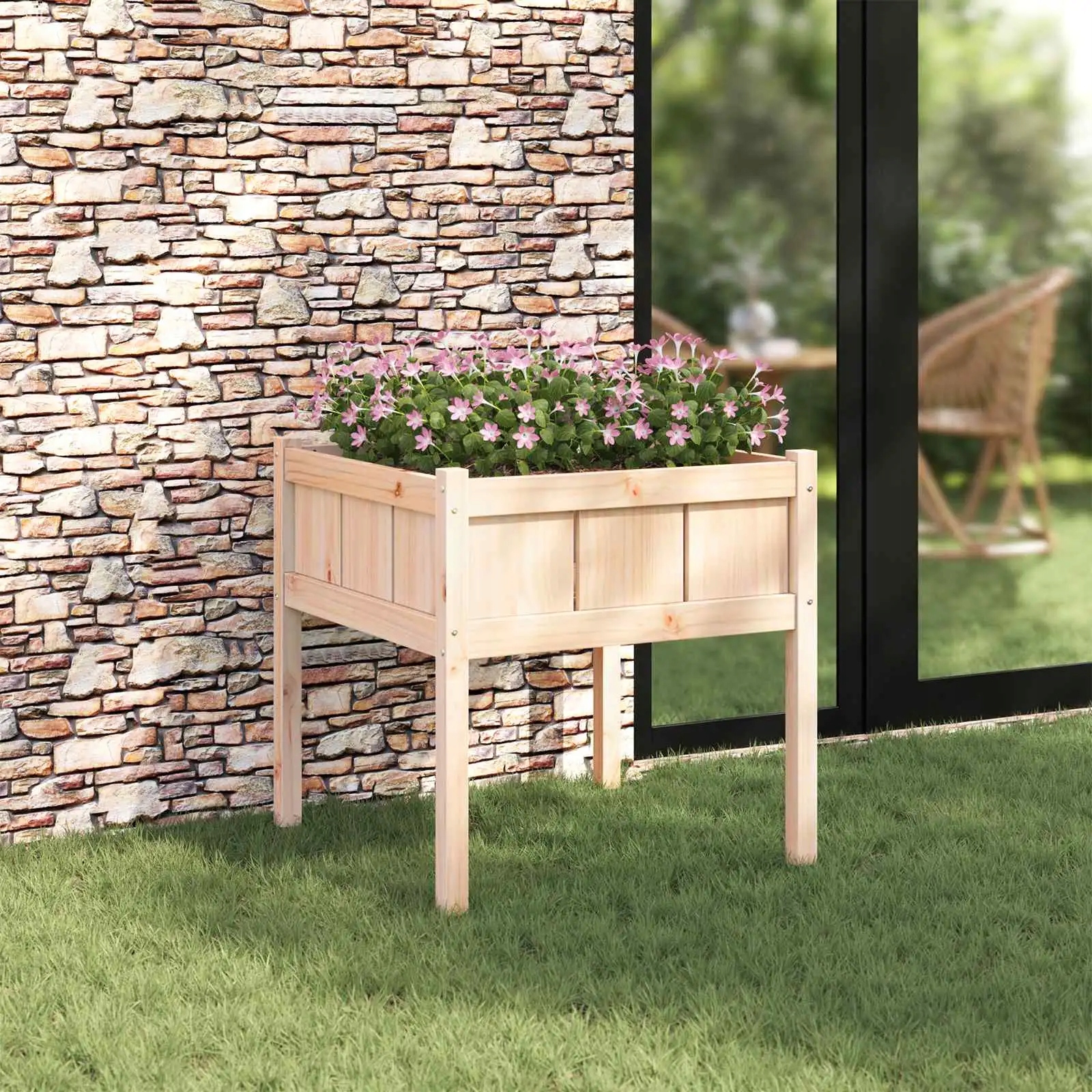 vidaXL Zahradní pěstebník Příroda 70 x 70 x 70 cm Masivní borové dřevo