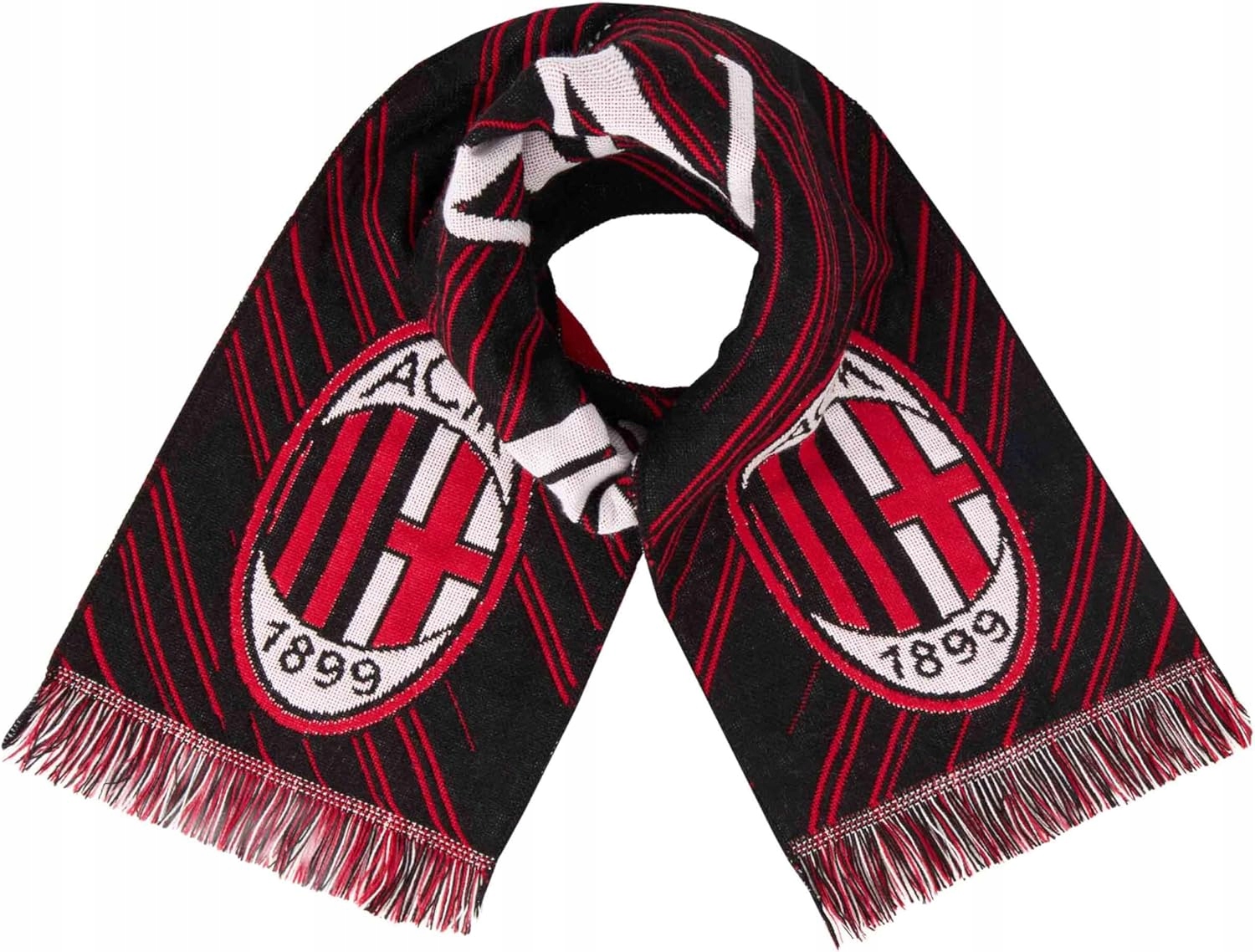Licencjonowany żakardowy szalik kibica fana Ac Milan 140 x 22 cm Hologram