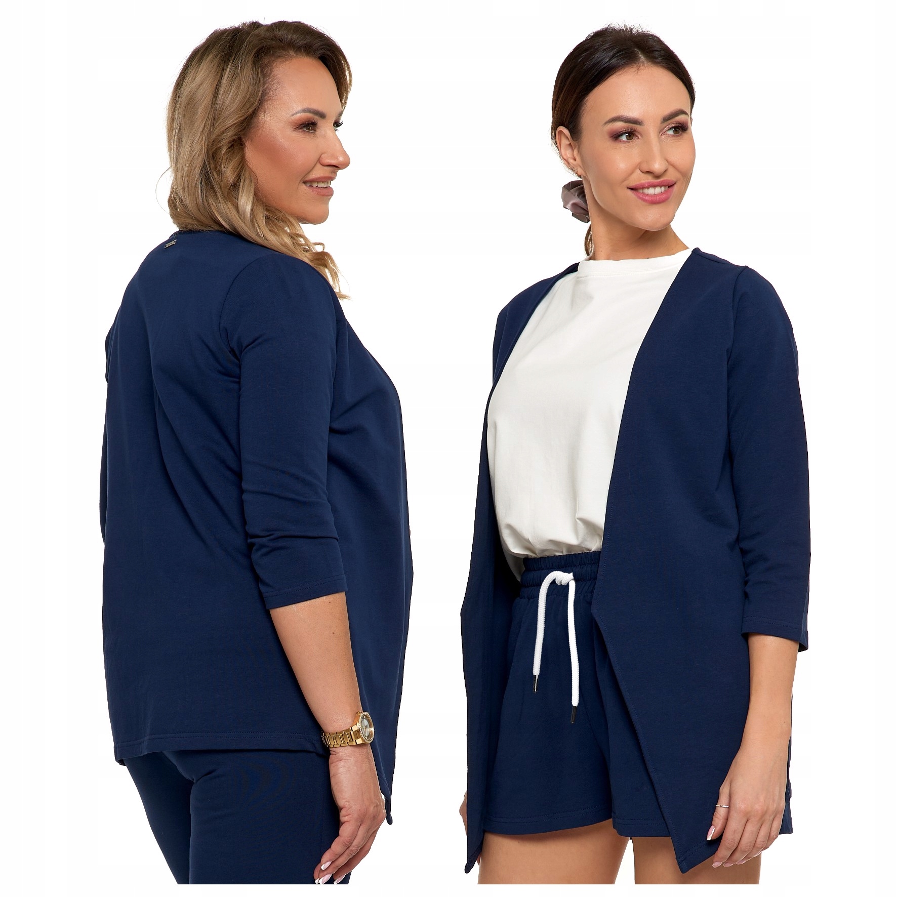 NARZUTKA DAMSKA GŁADKA MARYNARKA WYGODA MORAJ XXXL