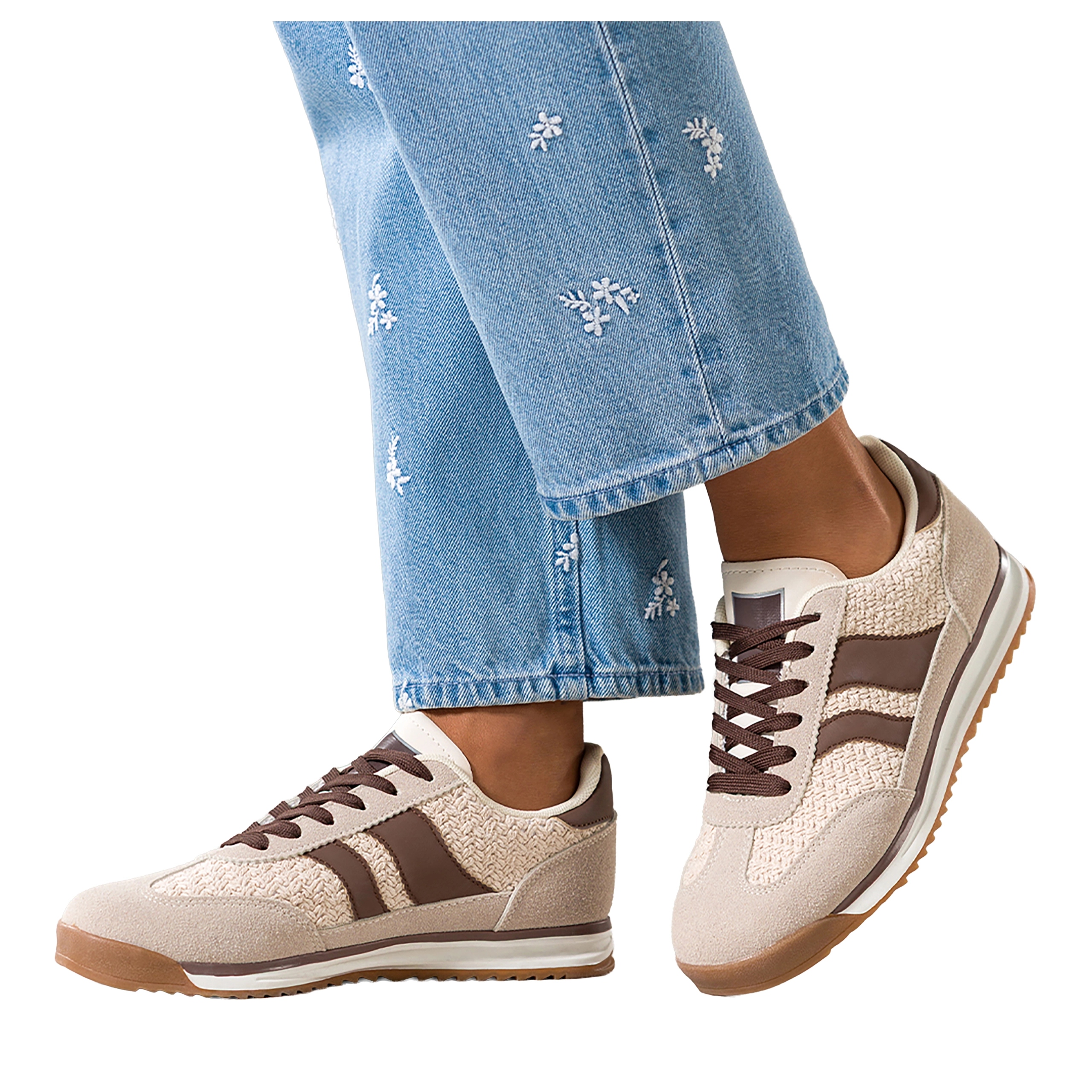 Sneakersy Béžové Dámské Sportovní Drážkované Podešev Šněrovací Pohodlné r 37