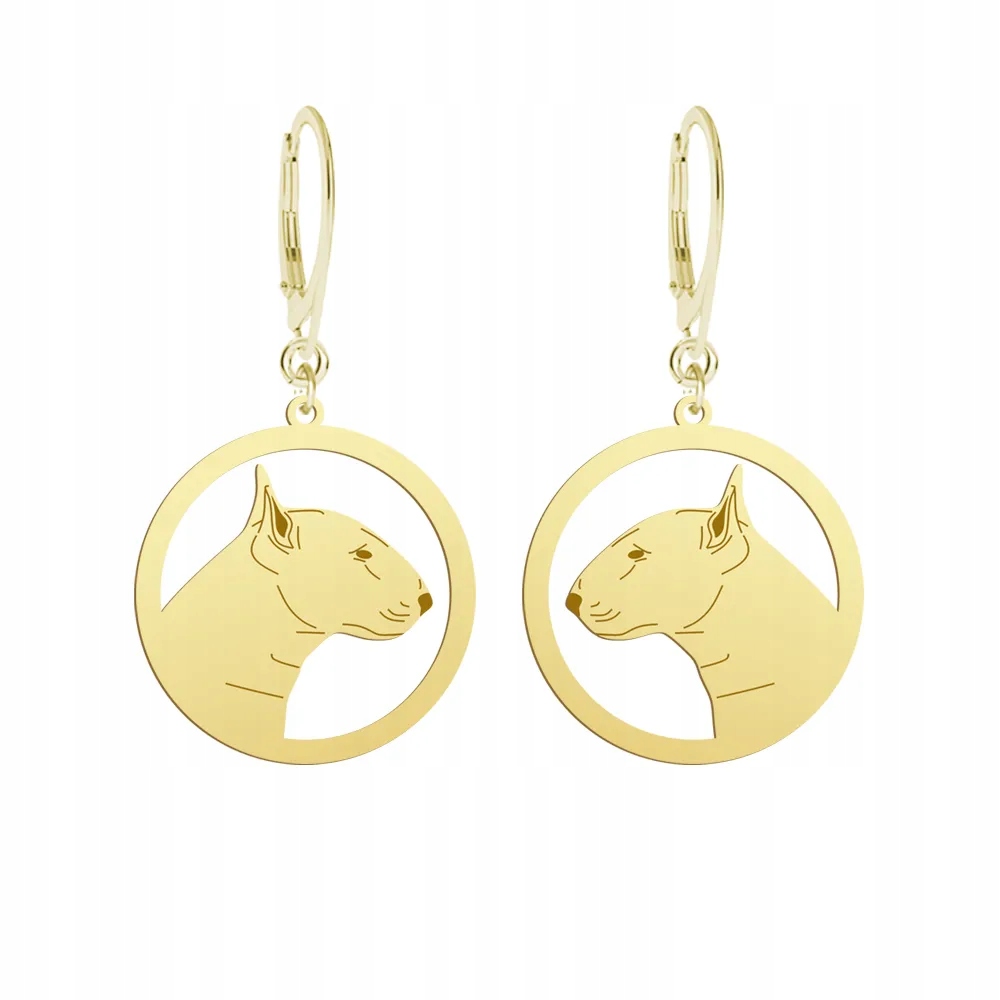 Náušnice Zlaté s pejskem Bulteriér Standard 925 Dárek Žena Gravírování Bonus