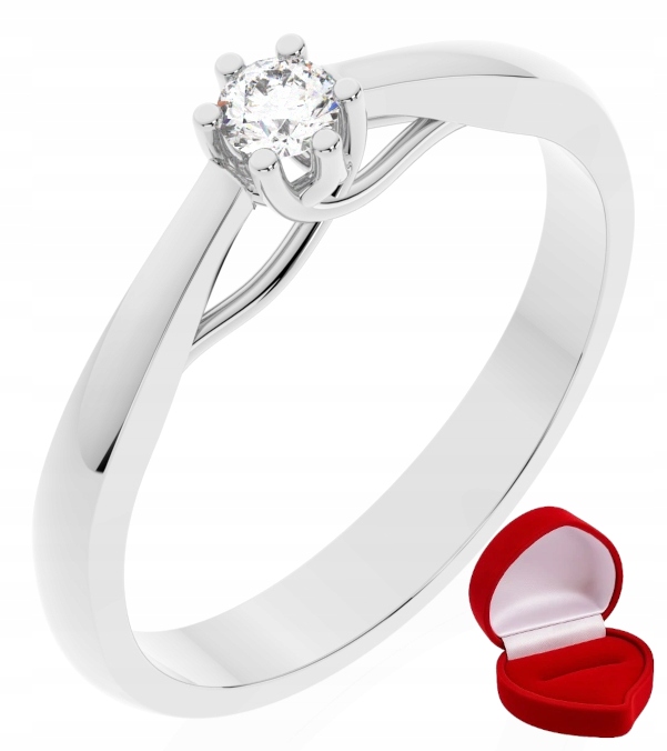 Zlatý Prstýnek 585 14k Brylant 0,09 ct Bílé Zlato R20