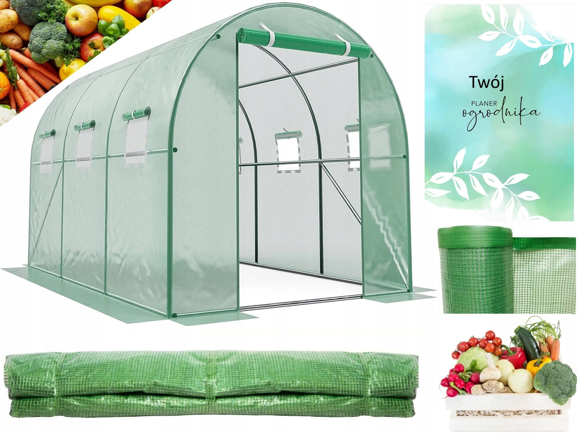 Folia Zamienna Tunel Foliowy Ogrodowy Szklarnia Poszycie 4x2,5x2m 10m² UV-4