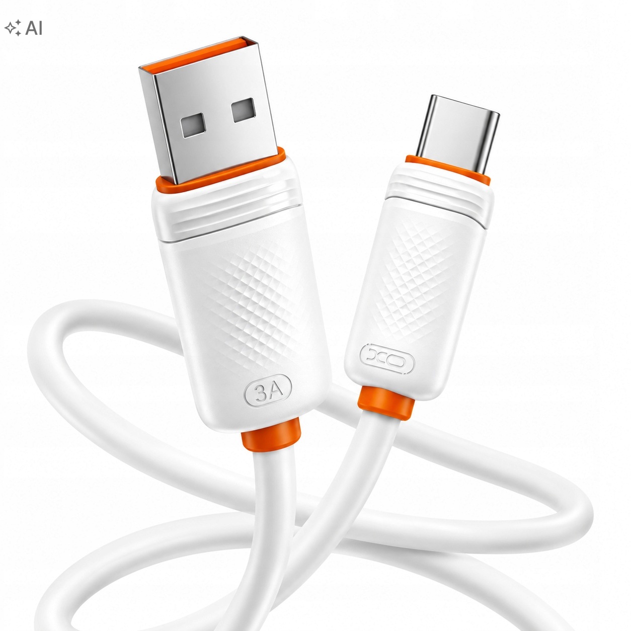 Kabel Usb-a do Usb-c 3A 1 m Biały Xo NB302