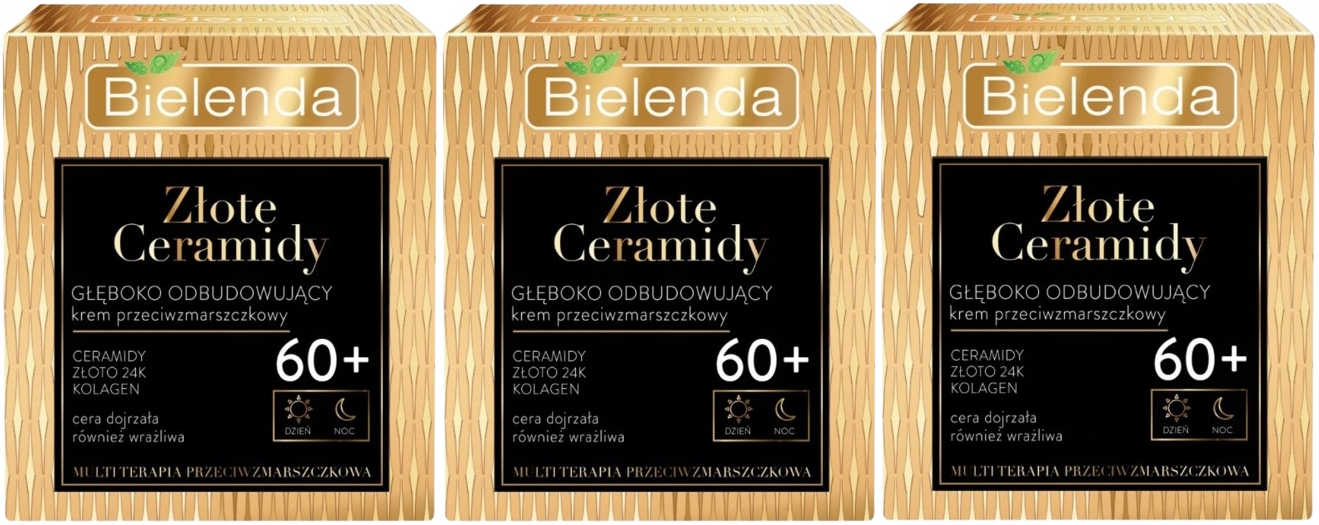 3 x Bielenda Zlaté Ceramidy Obnovující krém proti vráskám 60+ 50 ml