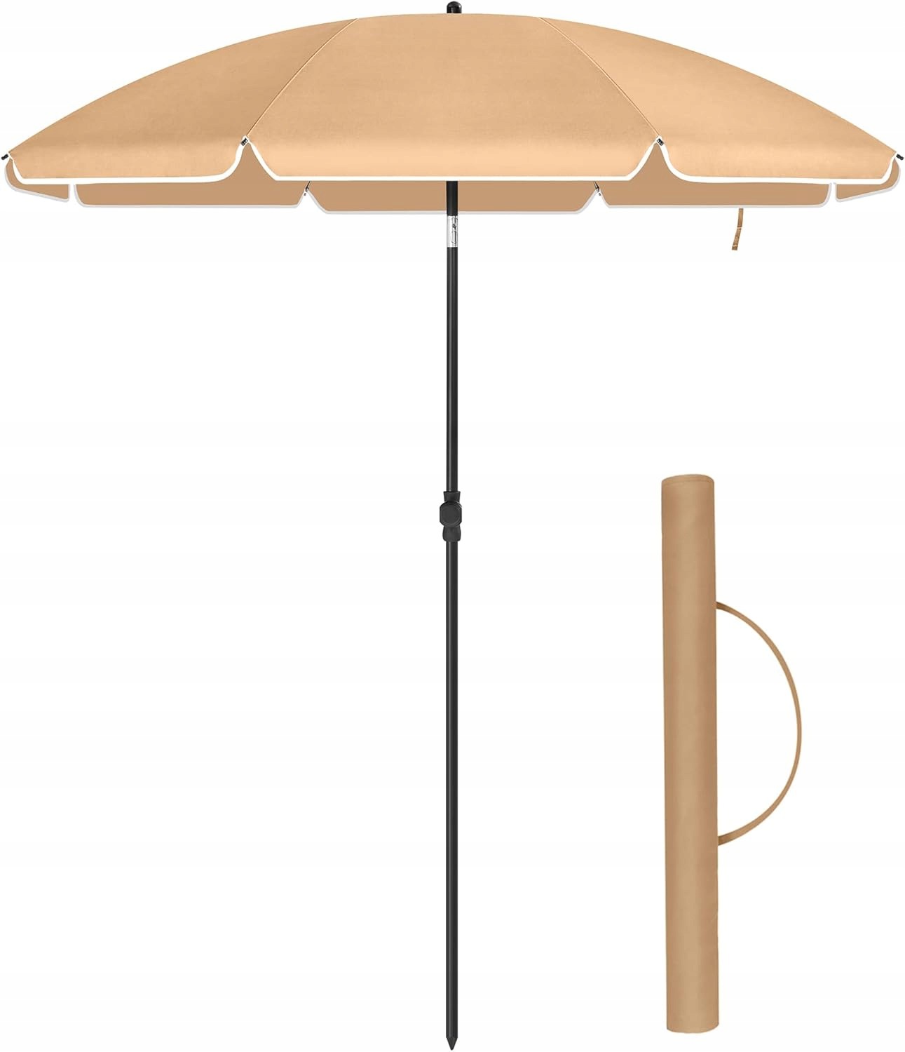 Songmics Plážový slunečník, Ø 160 cm, zahradní slunečník, Uv ochrana pro Upf 50+