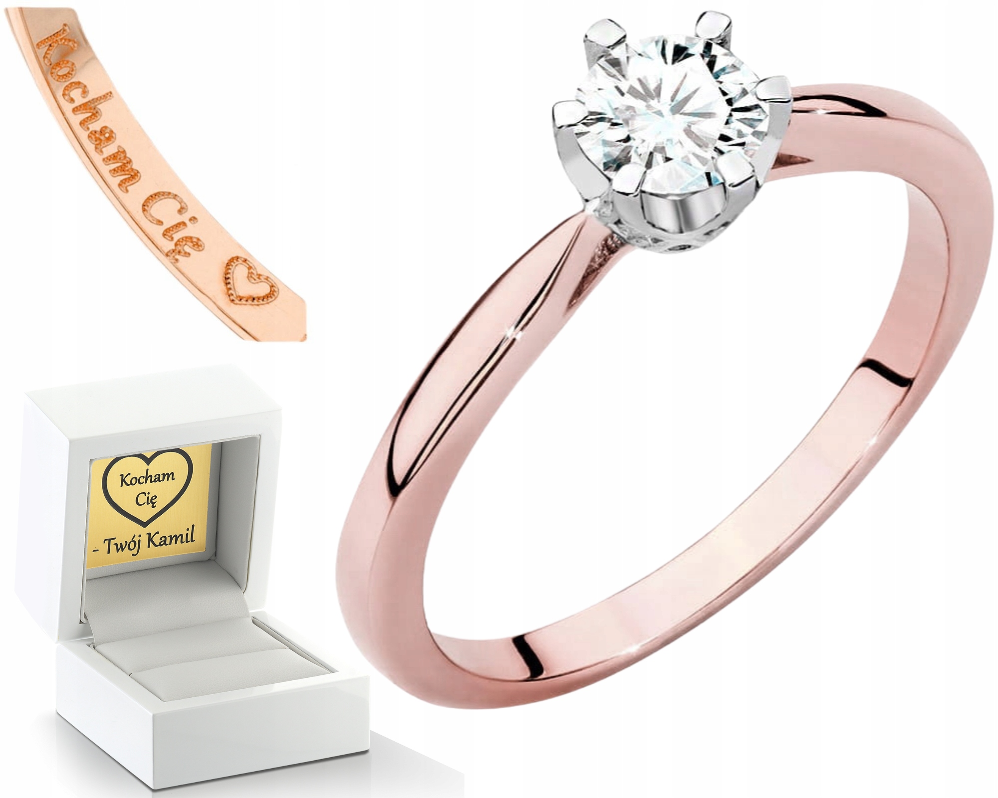 Růžové Zlato Prstýnek Laboratoriánský Diamant Jako Dárek Zlato 585 14K