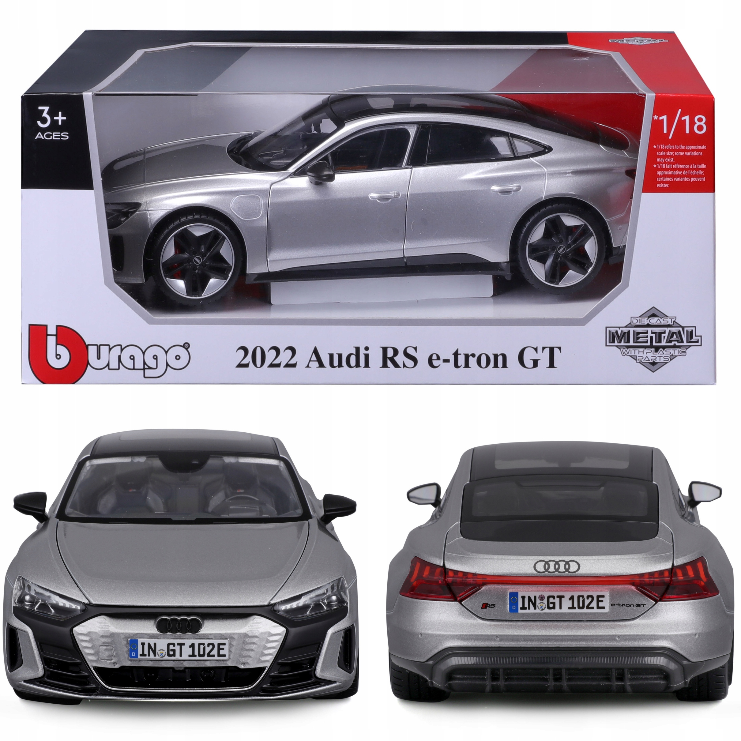 Audi Rs e-tron Gt stříbrná 1:18 Bburago