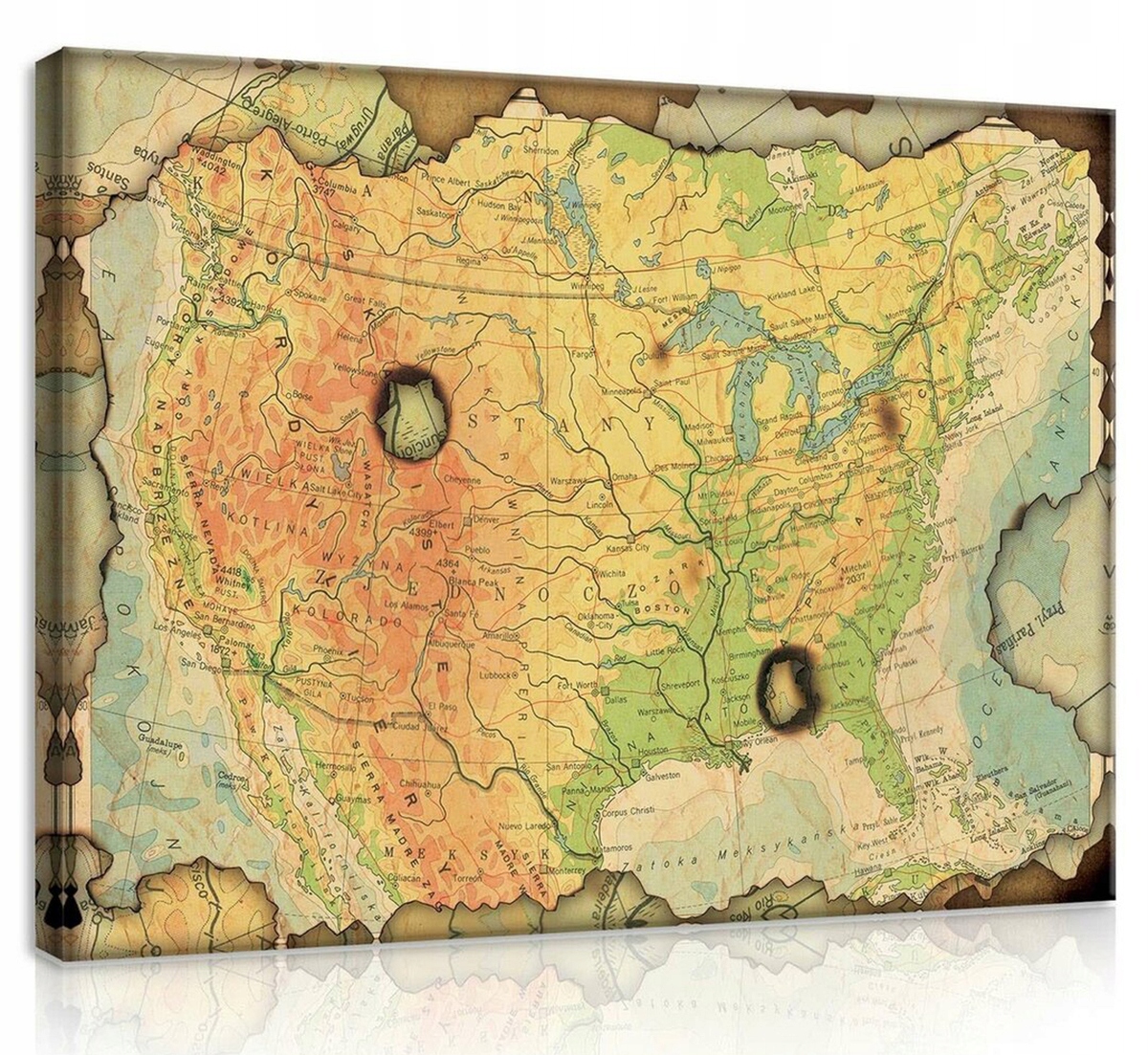 Obraz Na Plátně Canvas 80x60 Mapa Severní Amerika Geografie Věda Škola