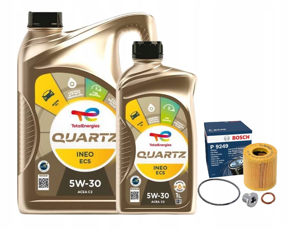 Sada Psa 2.0 2.2 HDi Olejový filtr Bosch P 9249 Olej Total Esc 5W30 6L
