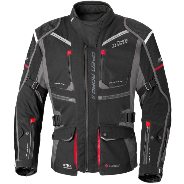 BUSE MĘSKA KURTKA MOTOCYKLOWA TEKSTYLNA OPEN ROAD II BLACK RED 4XL