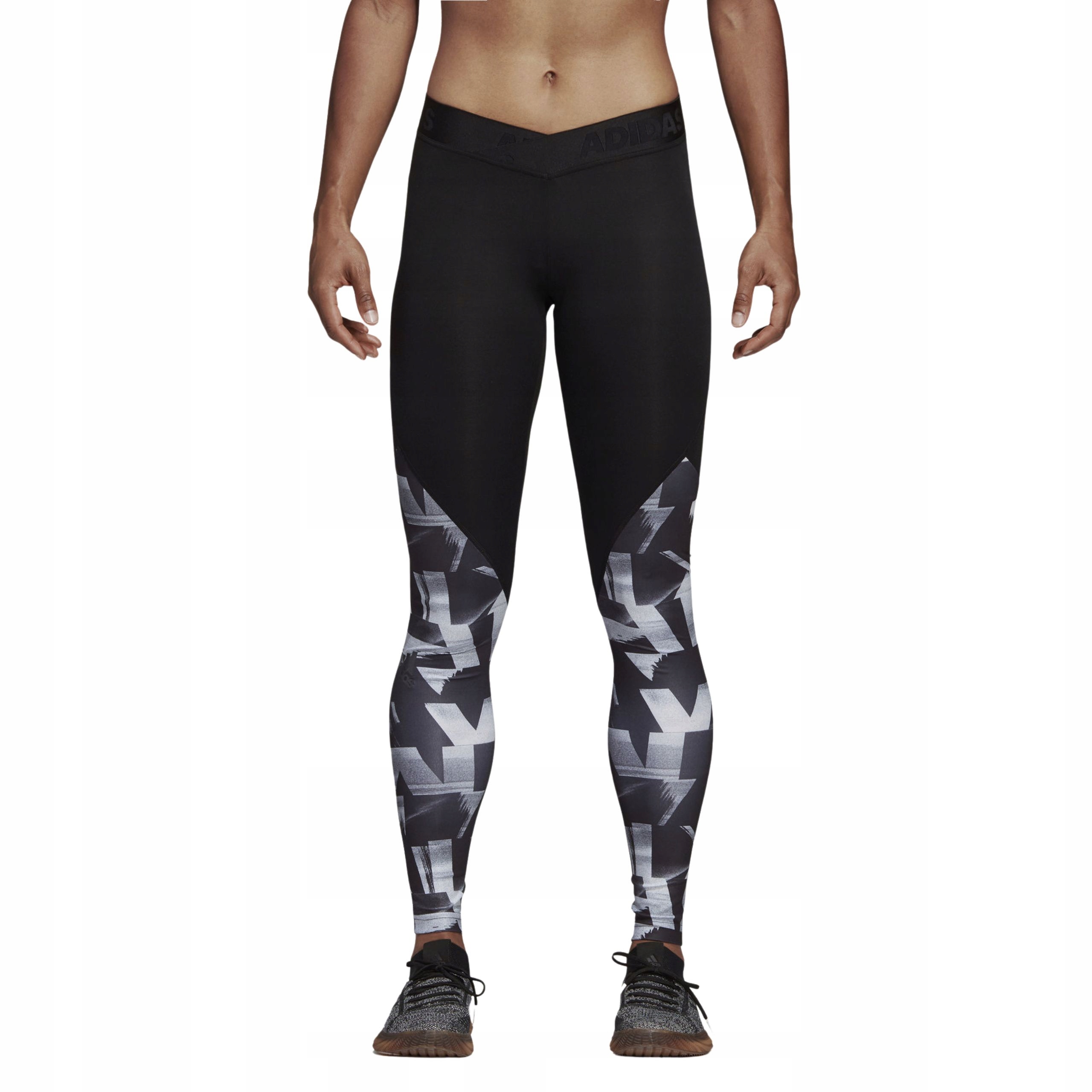 Damskie legginsy treningowe z printem Adidas Alphaskin Sport Speed Splits S