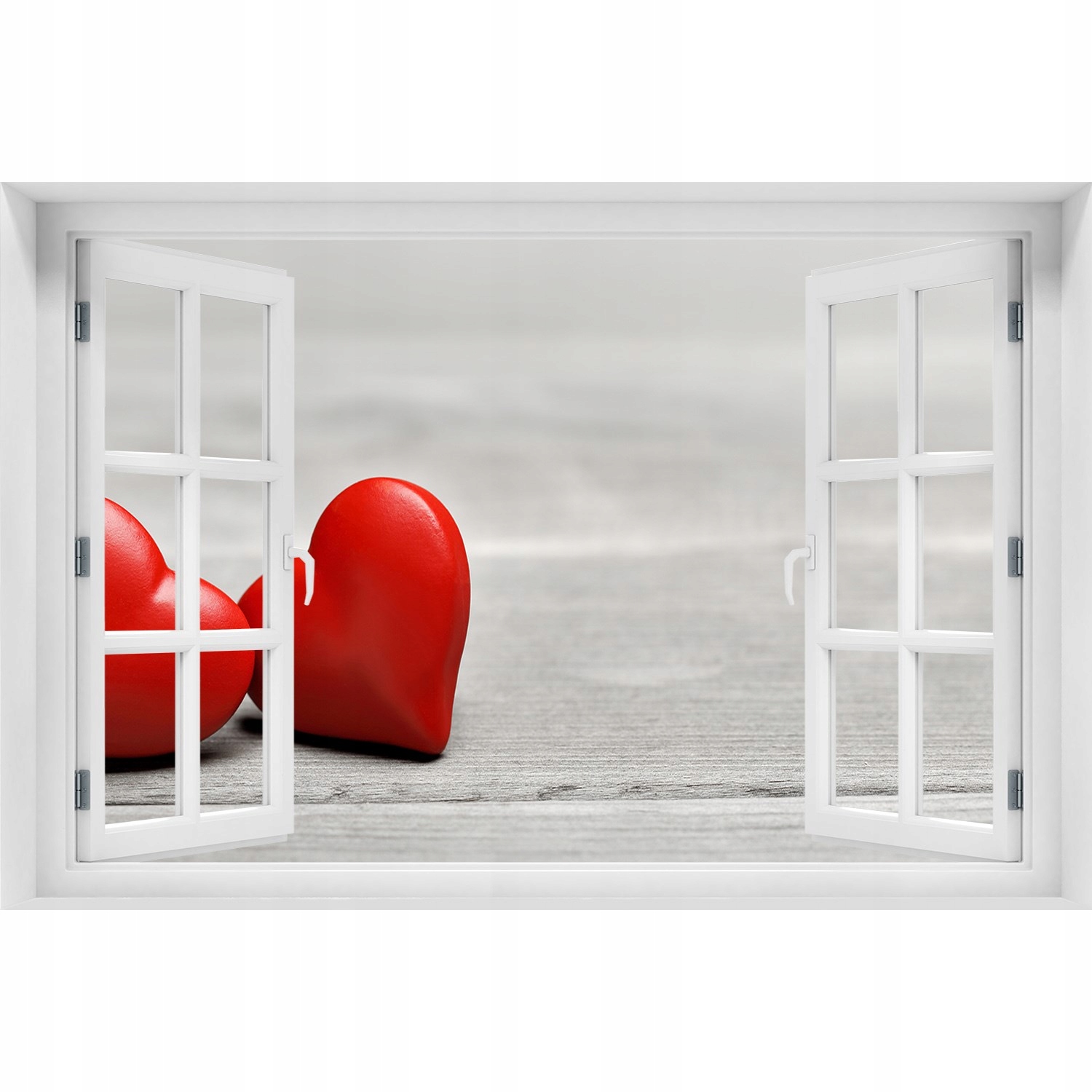 

Fototapeta Naklejka Okno Serca na drewnie 120x80