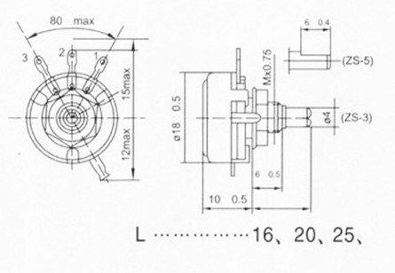 Potencjometr obrotowy 1kOhm 0,5W liniowy oś 4mm Kod producenta 002517