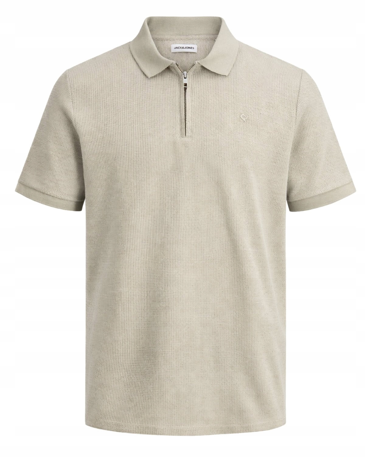 Duża koszulka polo męska gładka Jack & Jones 12284618 beżowa 5XL