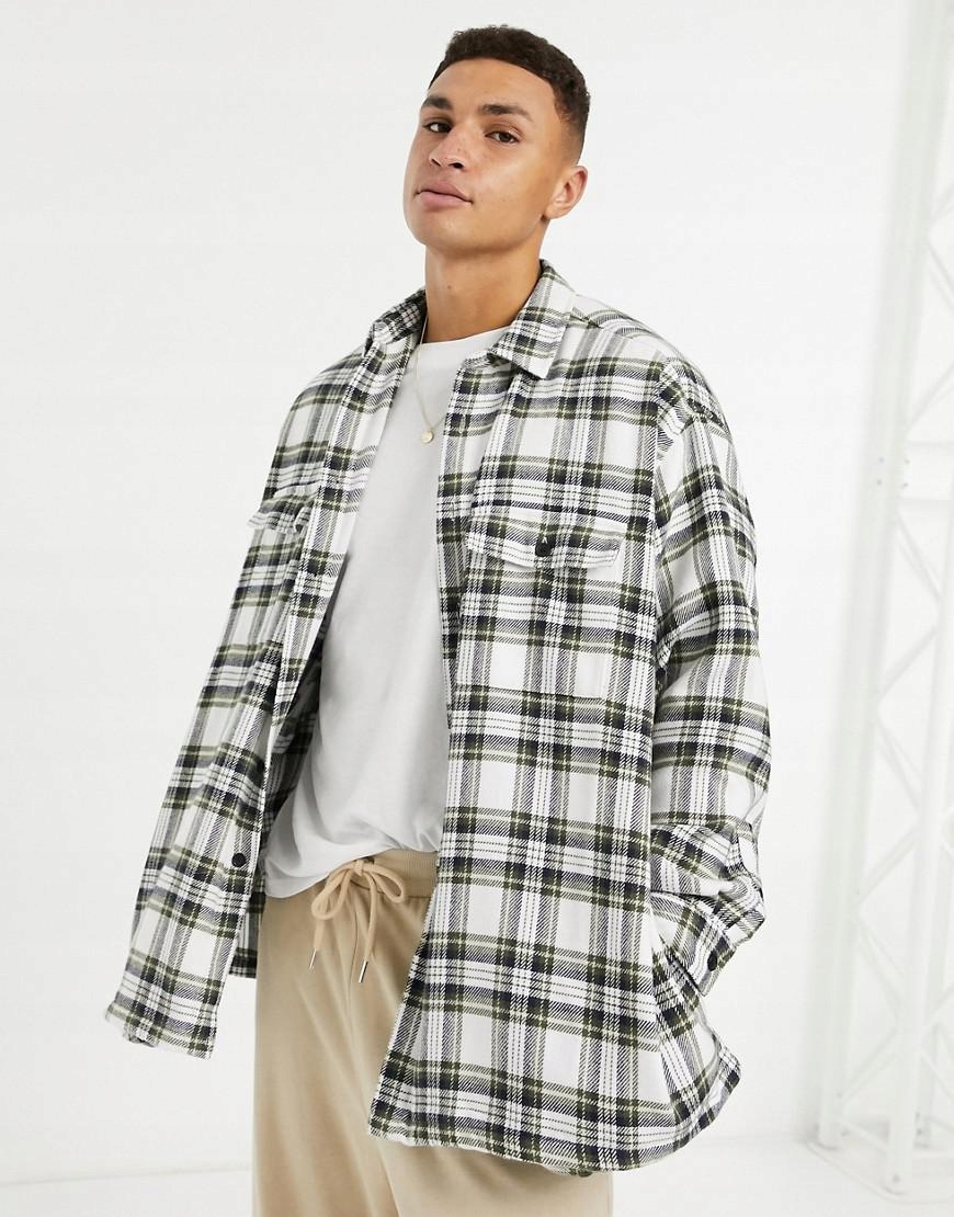 KOSZULA FLANELOWA W KRATKE OVERSIZE L Rozmiar L