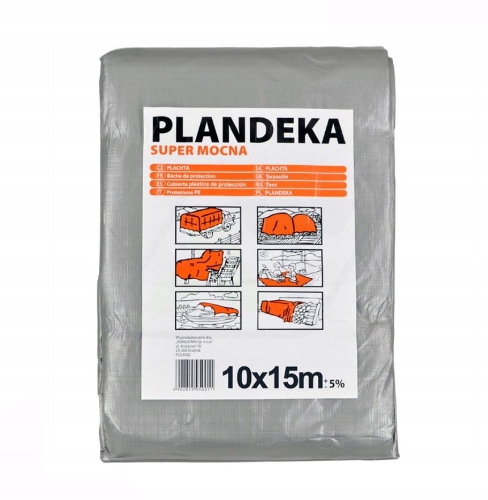 Strieborná Polypropylénová Plachta Vodotesná 10x15 m 160 g/m2 Wimar