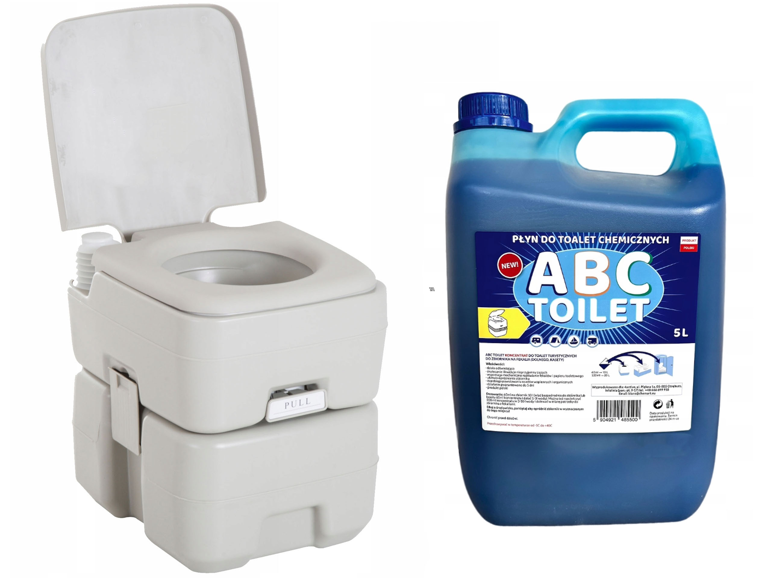 2v1 Kempingová turistická toaleta na loď 25+13 l Hq Chemie Tekutina 5 l