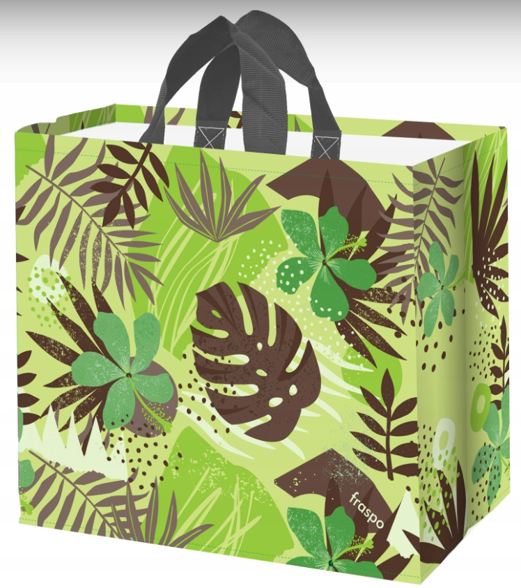 TORBA ZAKUPOWA FRASPO DUŻA 36 L MONSTERA ZIELONA