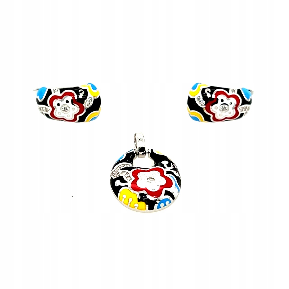 Barevný komplet se smaltem a zirkony