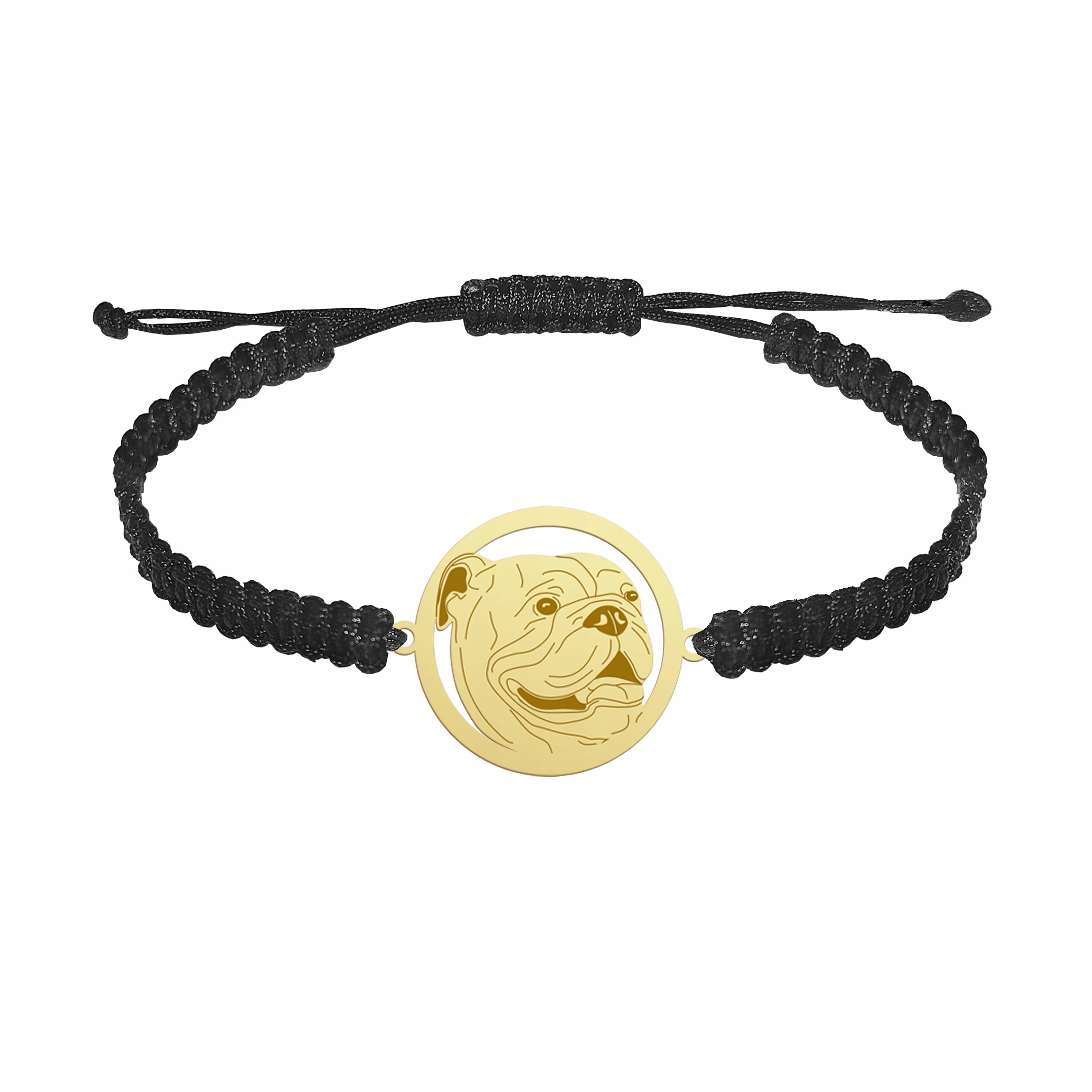 Zlatý náramek s anglickým buldočkem 925 Makramé Žena Gravírování Bonus