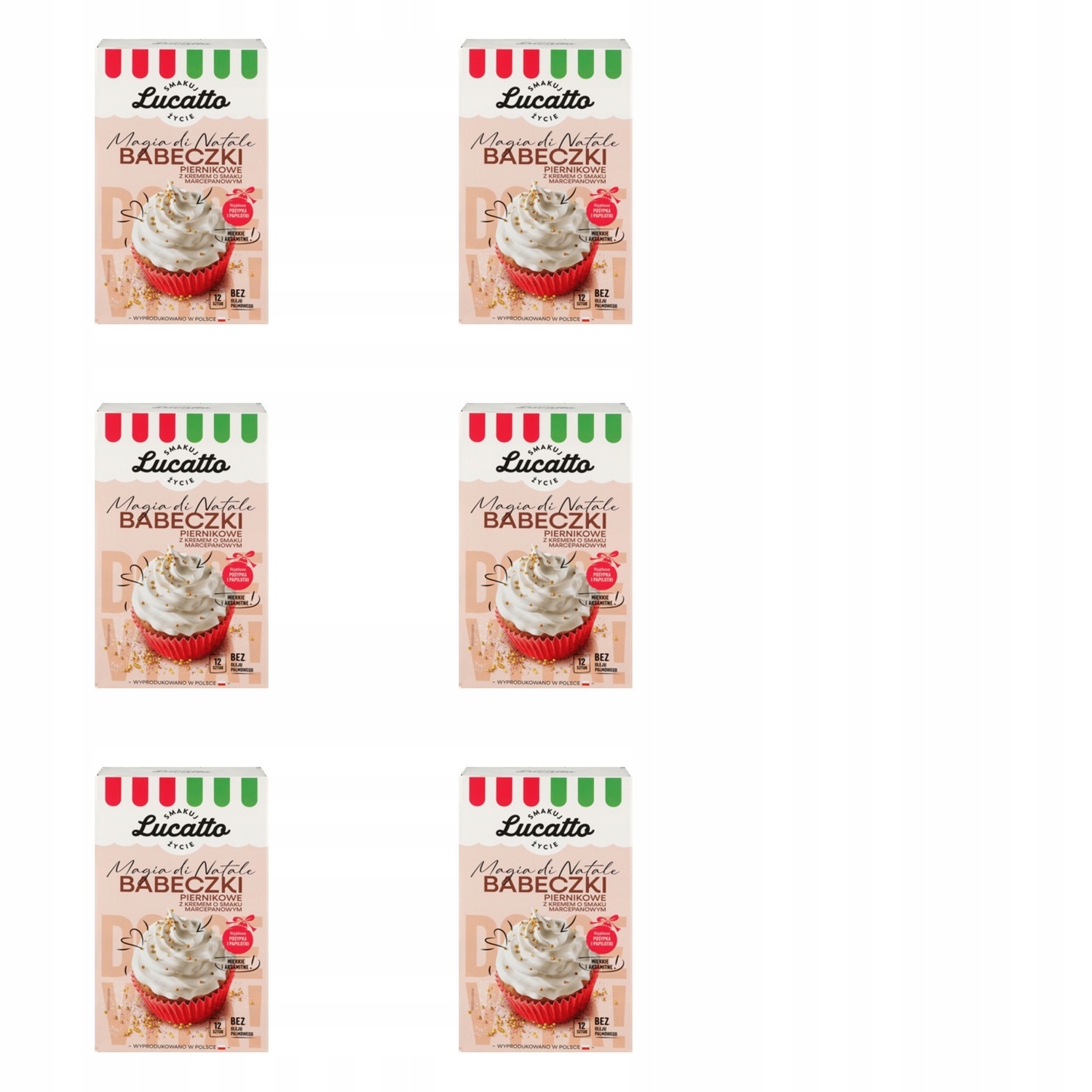 6 x 305 g Perníkové Košíčky marcipán a zlatý maček lucatto Karton