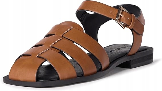 The Drop Hnědé Klasické Sandály S Plochým Podpatkem A Přezkou 42 J6A