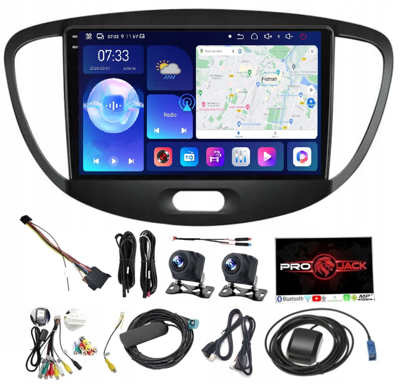 Autorádio Navigácia Carplay Gps Android Wifi Hyundai I10 07-13 6GB Ram 128GB Pamäť Sim