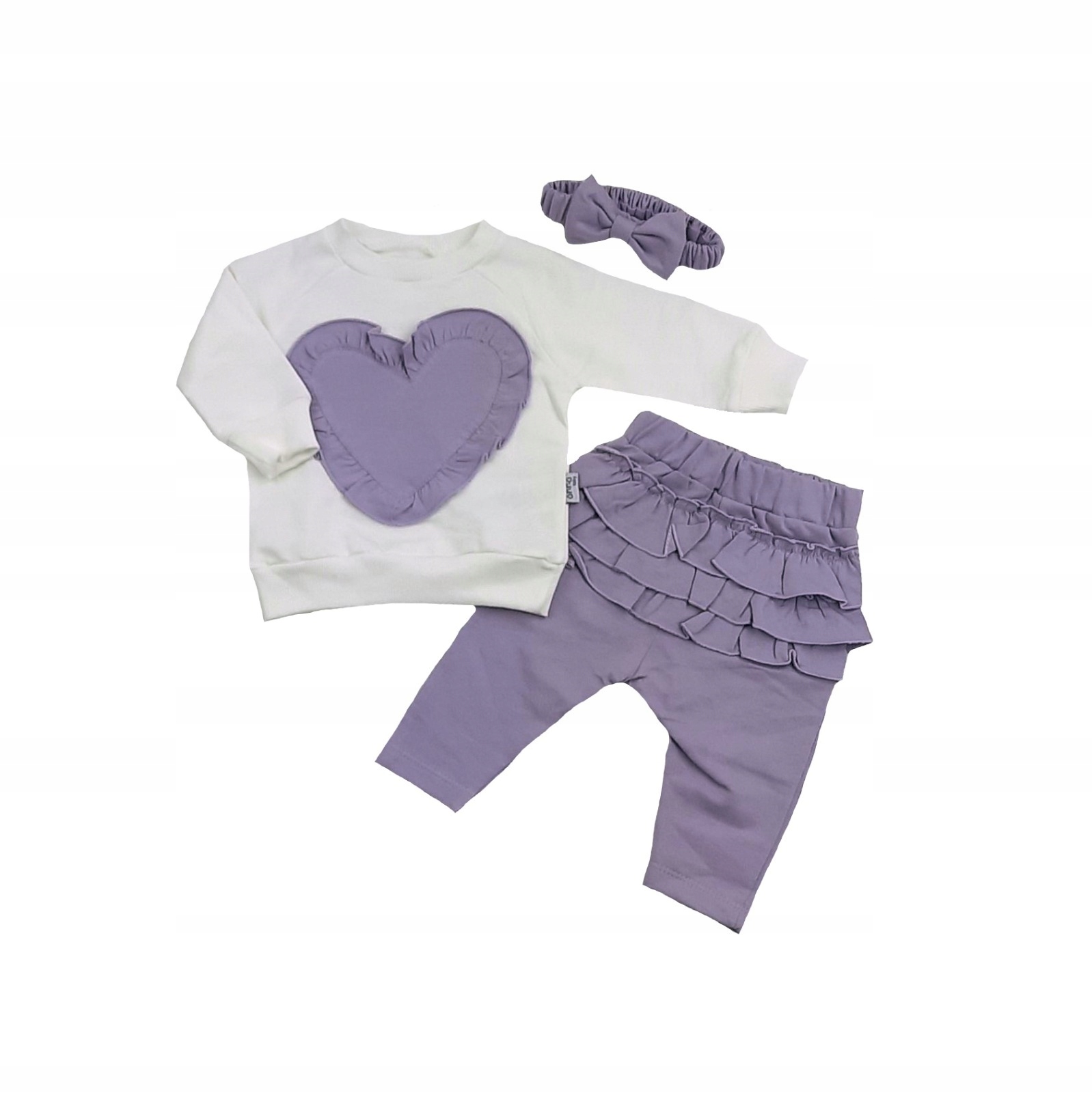 KOMPLET DZIEWCZĘCY 80 BLUZA SPODNIE OPASKA 9 M+