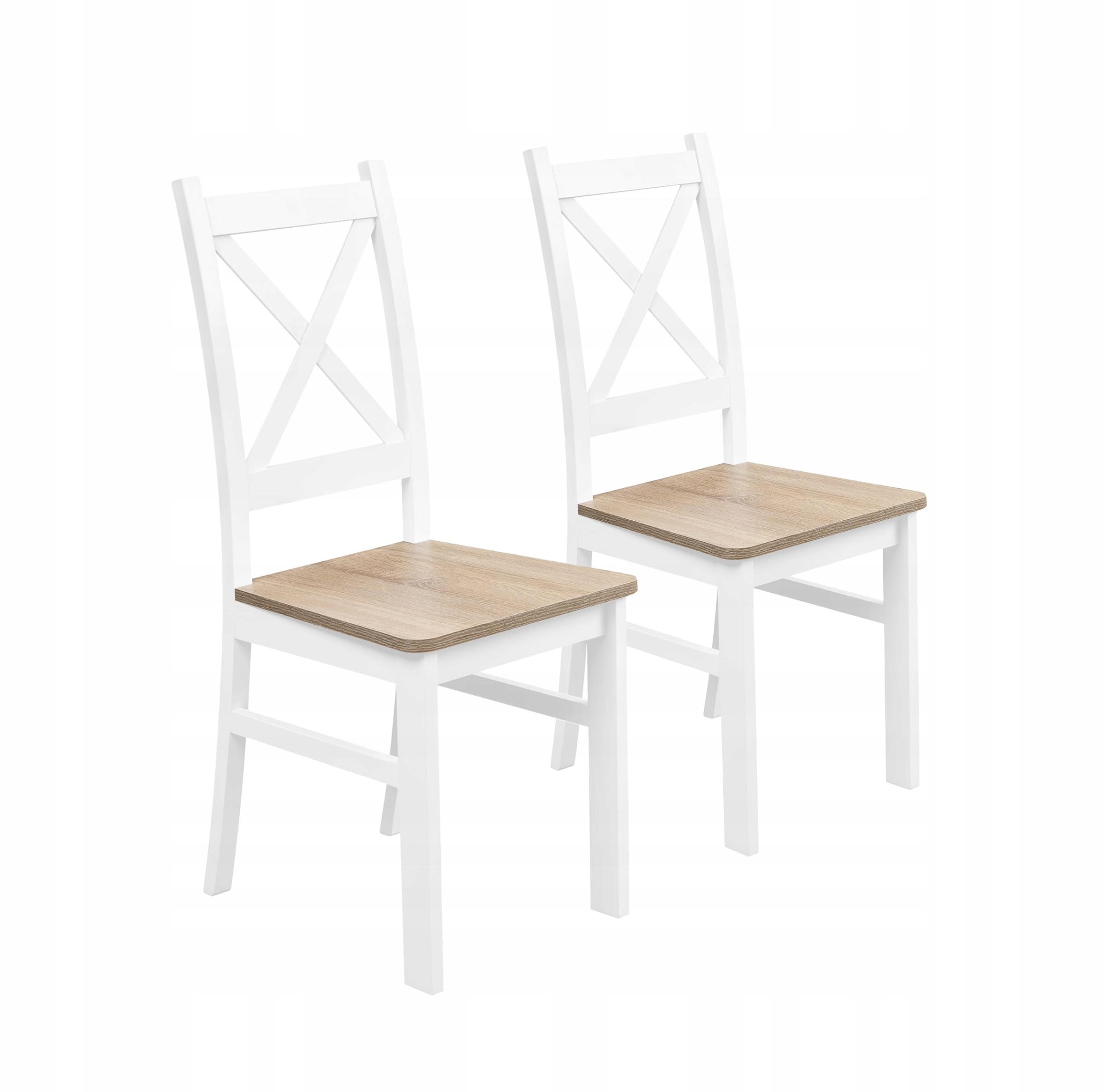 Sada 2x Dřevěná židle do obývacího pokoje Kuchyň Krt Bílá/Dub Sonoma