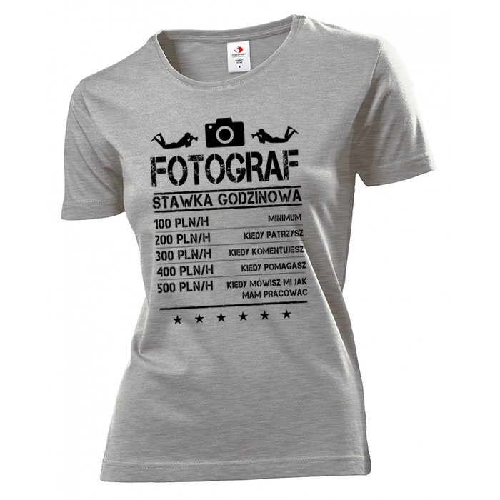 

Koszulka damska Fotograf stawka godzinowa XL
