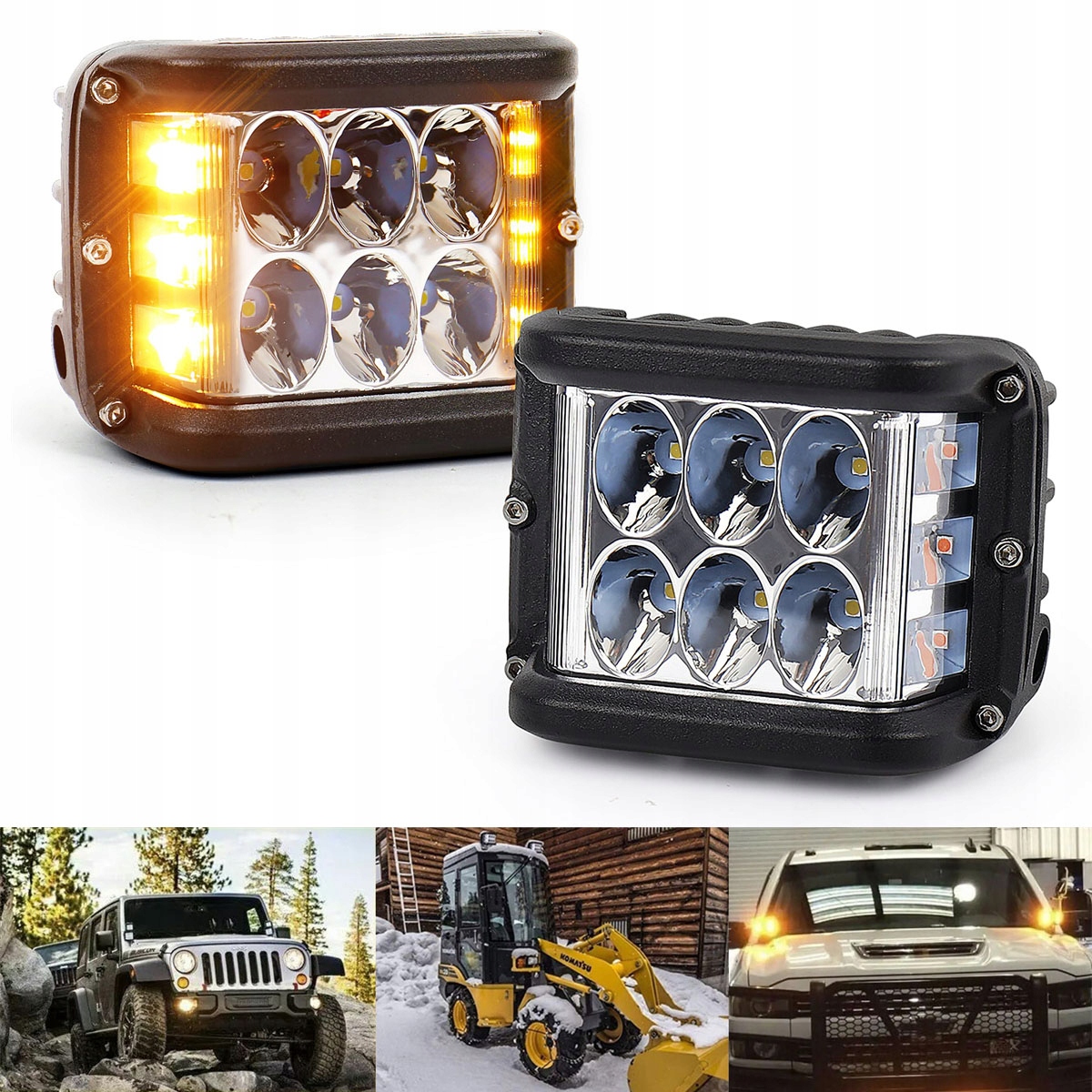 2szt 60W Reflektor DROGOWY DALEKOSIĘŻNA LED STROBO 12V 24V