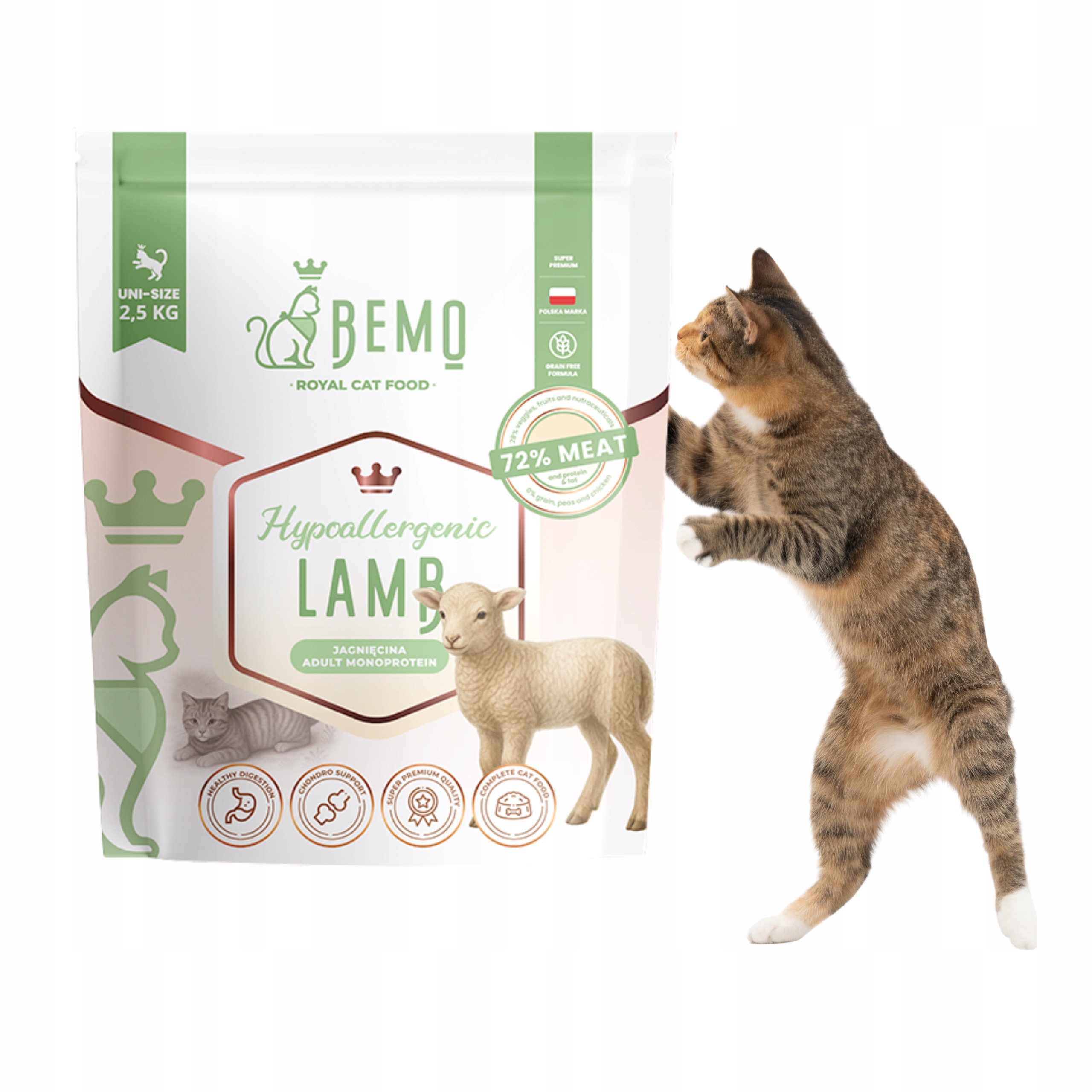 Levně Suché Krmivo pro kočky s jehněčím masem Bemo Cat 2,5 kg, šetrné k alergikům