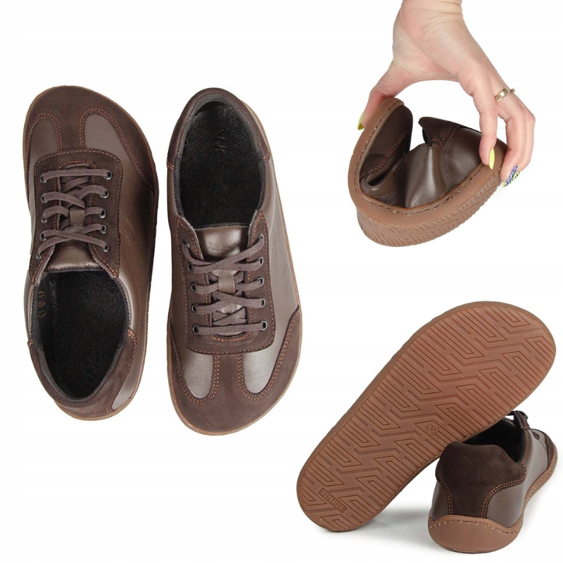 Wasak 0744 Barefoot Hnědé Kožené Tenisky Polobotky 42