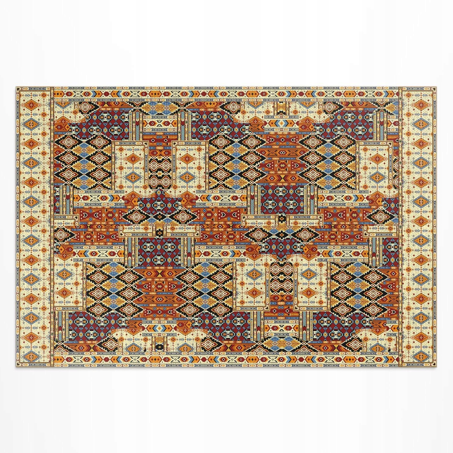 Vinylový koberec na terasu Rozmer: 180 x 120 cm Geometrický patchwork boho vintage