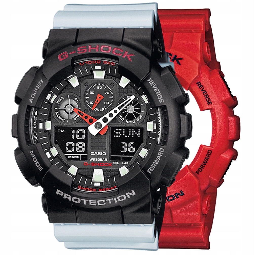 Sada G-shock GA-100B-4AER Černá Bílá, Černá