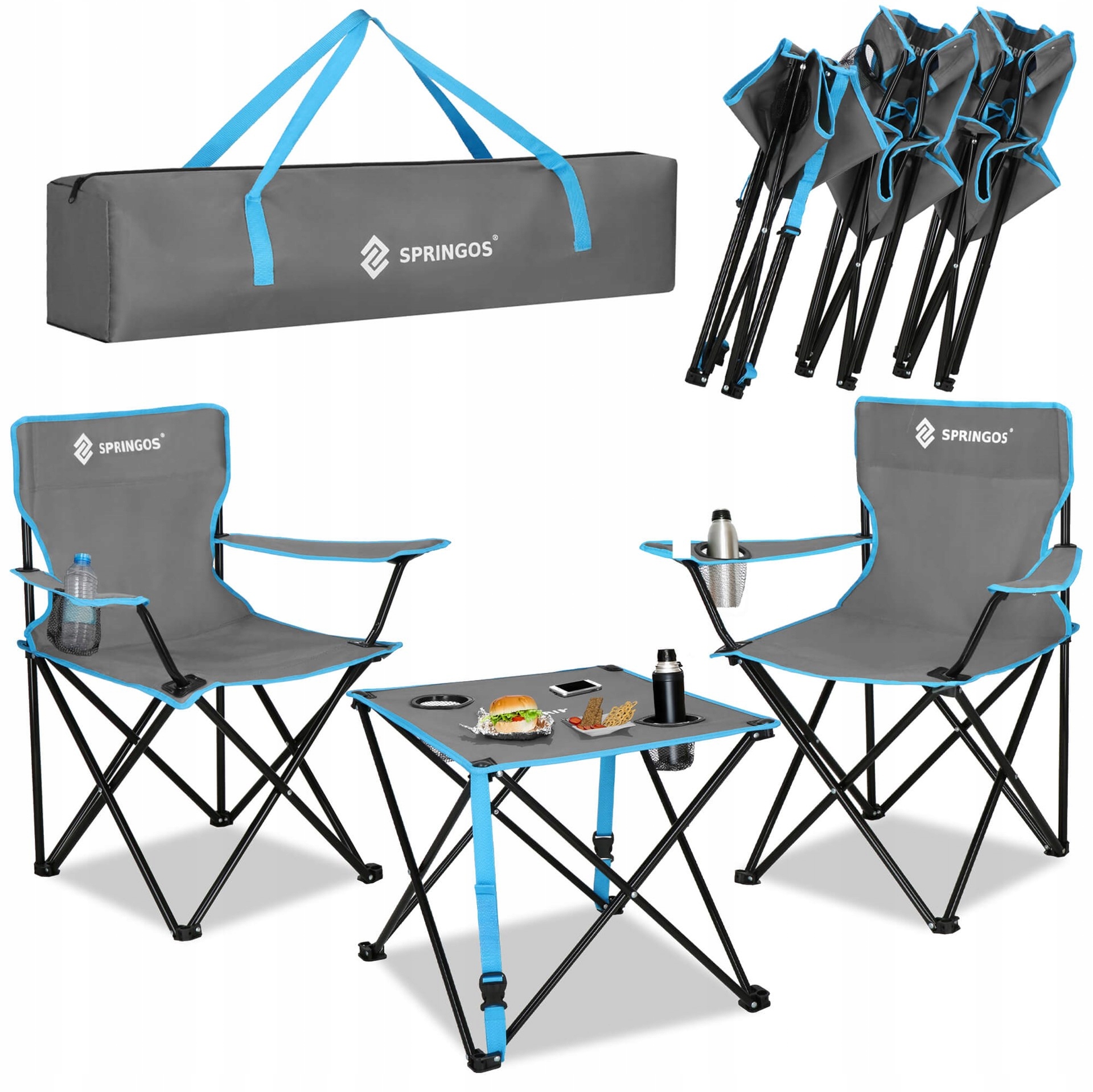 Stolik Wędkarski Turystyczny Składany Na Balkon Biwak Pod Namiot +2 Krzesła