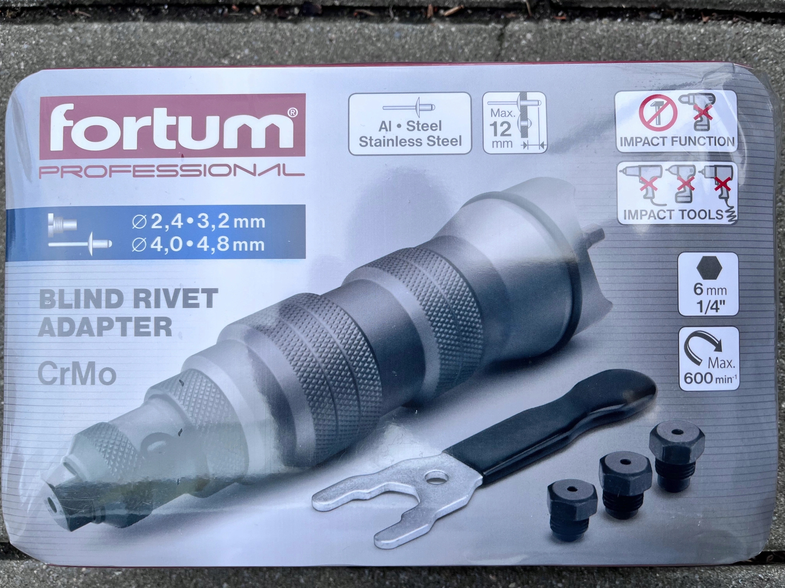 NITOWNICA DO NITÓW NA WKRĘTARKĘ ⌀ 2,4-4,8 1/4" Waga produktu z opakowaniem jednostkowym 0.85 kg