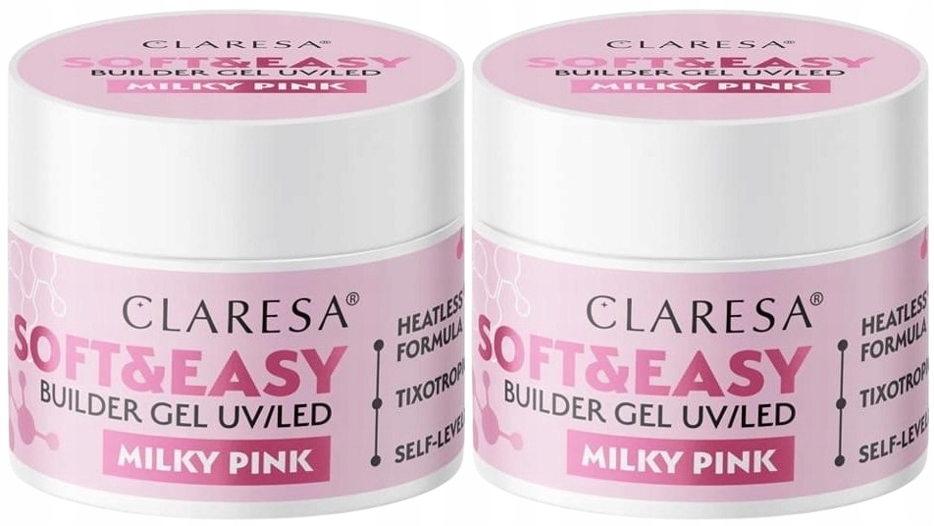 2 ks Soft&Easy Stavební Gel Gel Milky Pink 45G Claresa Tixotropia