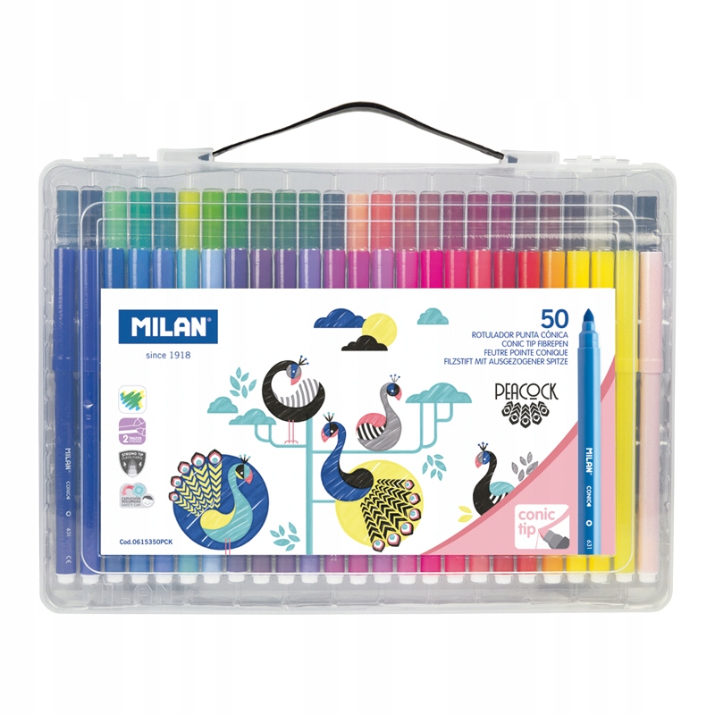 ZESTAW 50 FLAMASTRÓW PEACOCK W PLAST WAL