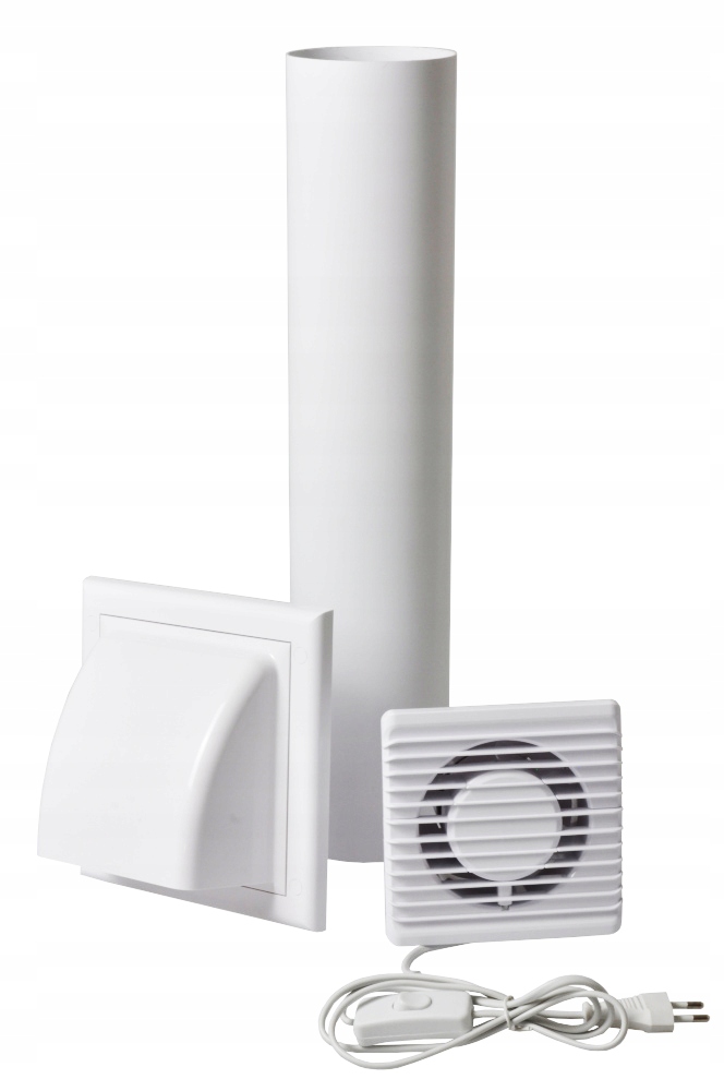 Koupelnový Ventilátor 100 mm s Kabelem Tichý Set