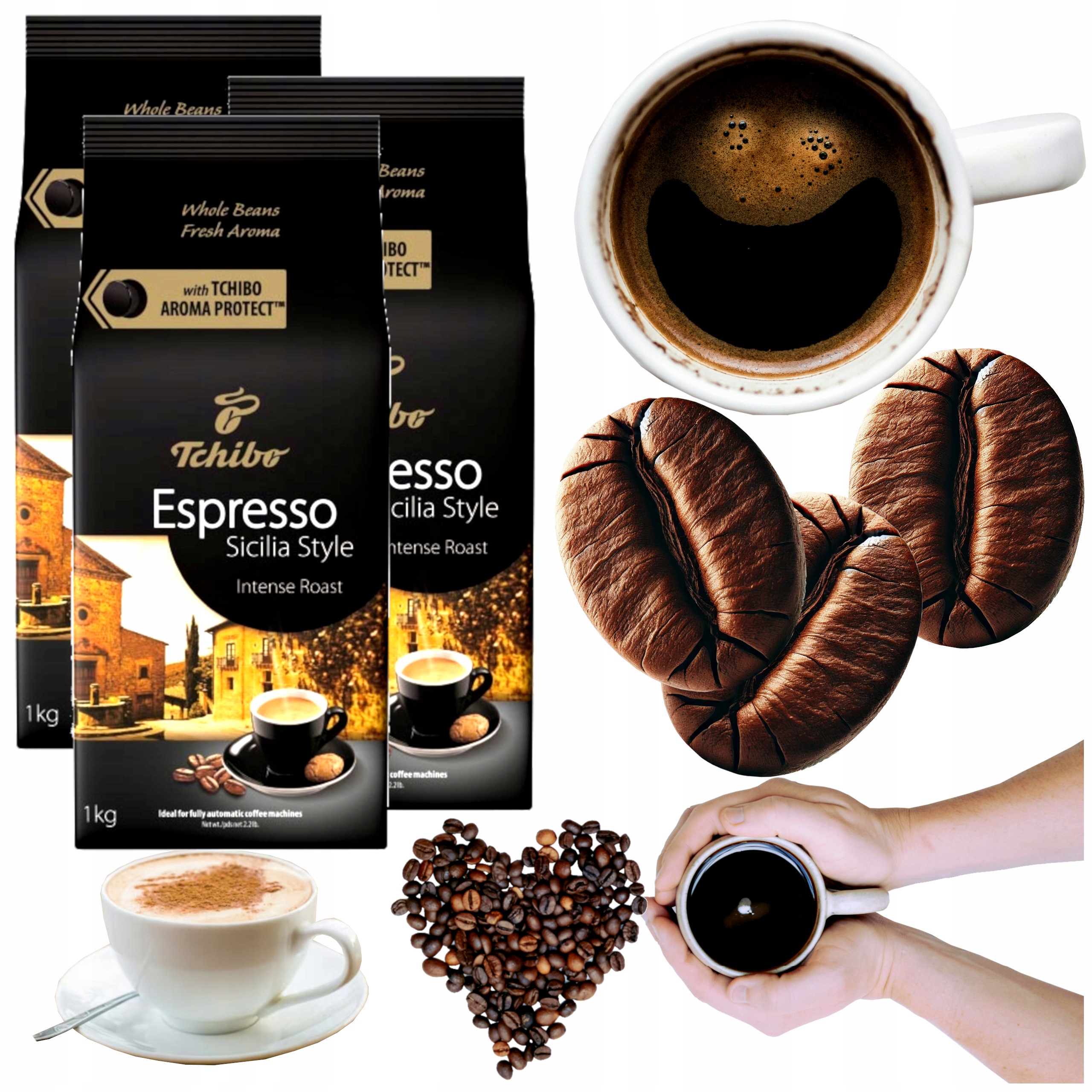 Kawa ziarnista 1kg x3 opak. Tchibo Espresso Sicilia Style Włoska mieszana