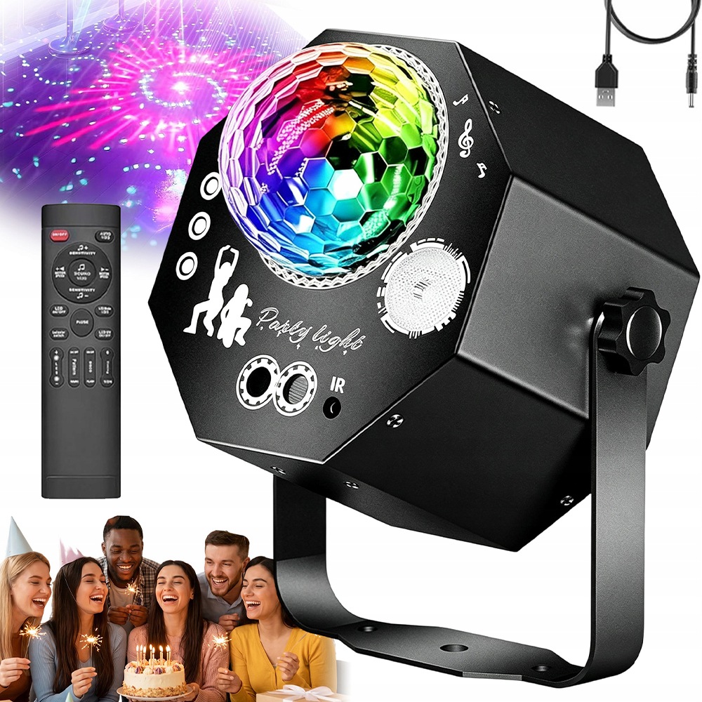 Disco Projektor Rgb Led Uv Diskotékový Reflektor Dálkové Ovládání Hlasové Ovládání