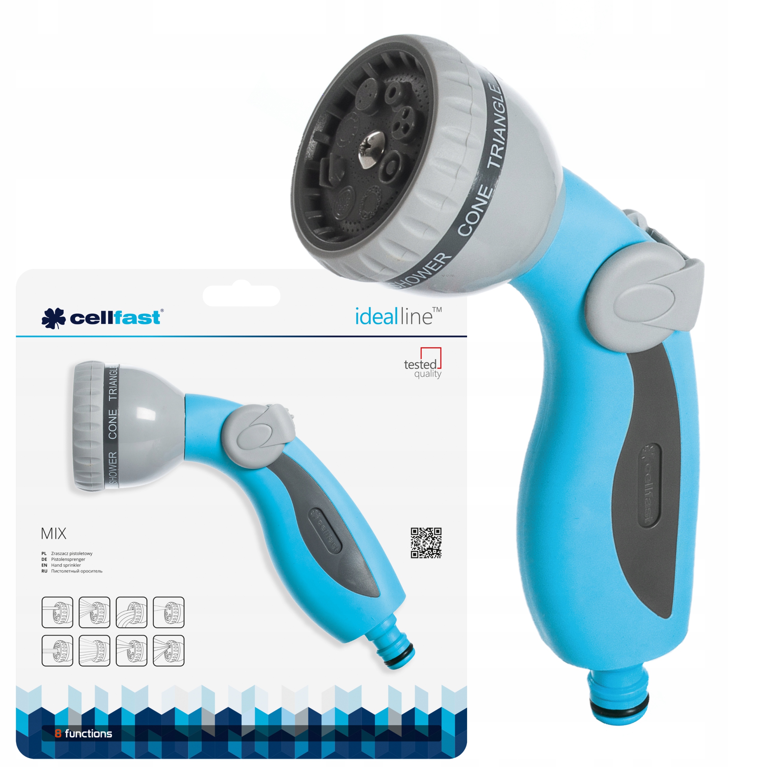 CELLFAST ZRASZACZ PISTOLETOWY MIX IDEAL 8 FUNKCJI PISTOLET DO WODY 52-055