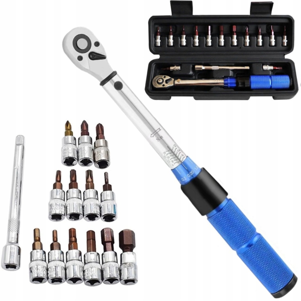 Zestaw kluczy dynamometrycznych do roweru 15 sztuk 1/4"2-24Nm